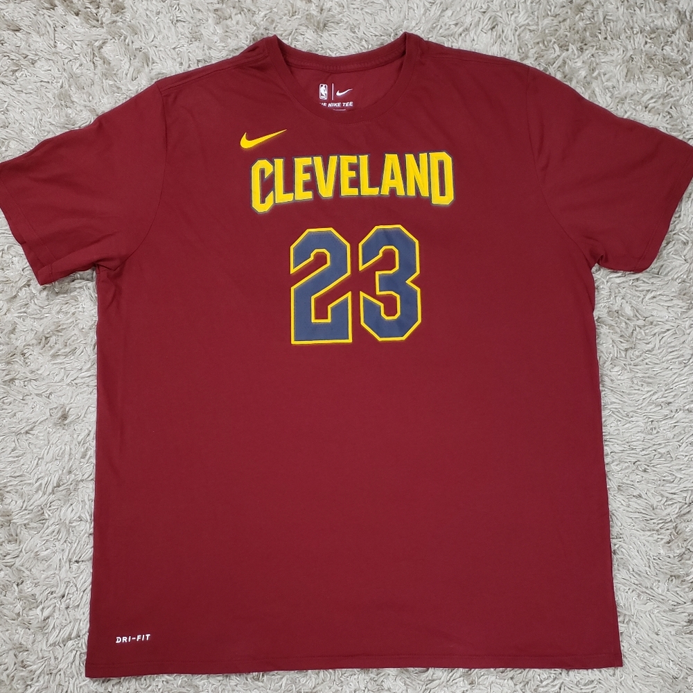 Nike Dri-Fit Lebron James #23 Cleveland Cavs Maroon T Shirt Men's Size 2XL